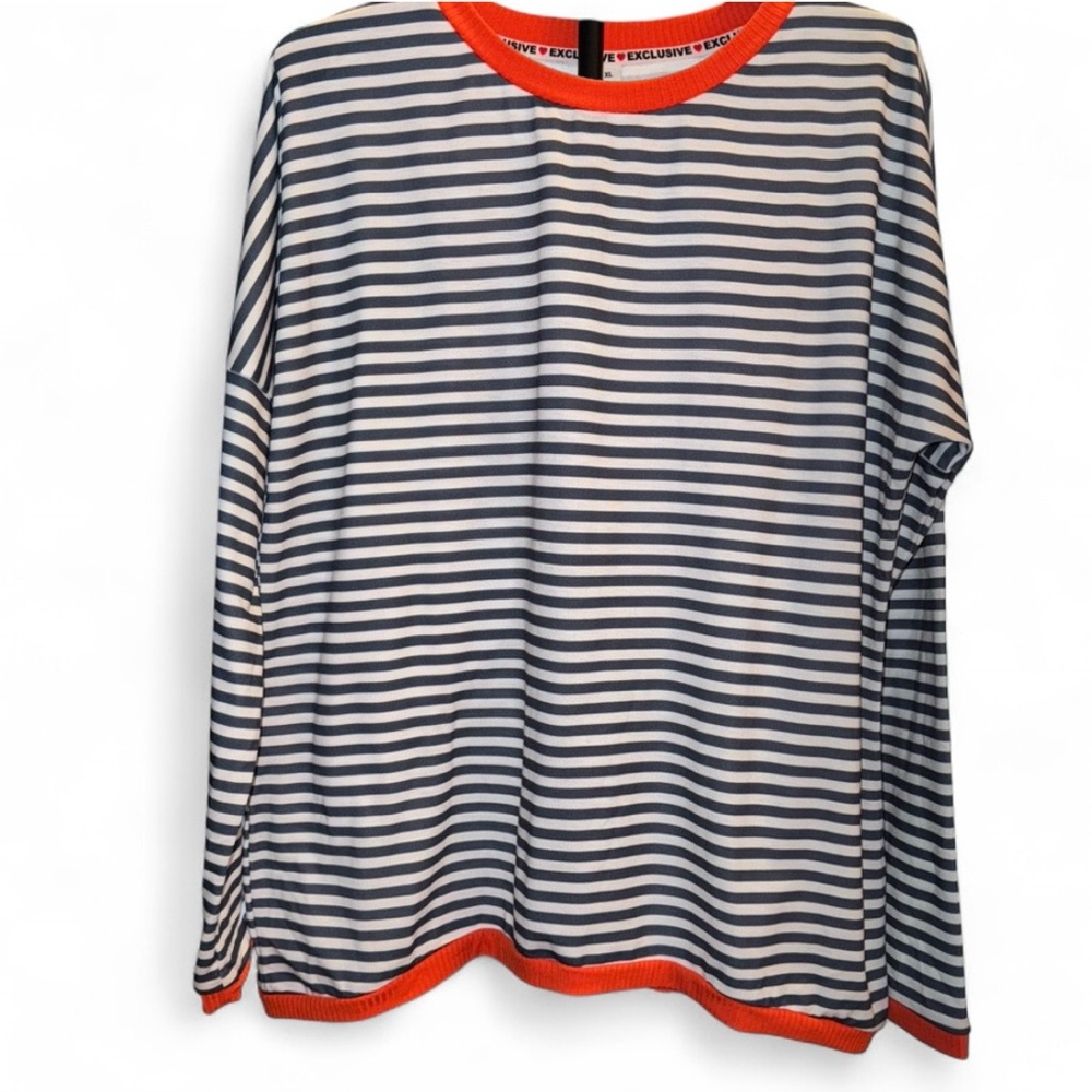 Exclusive Striped Long Sleeve Shirt with Red Accents